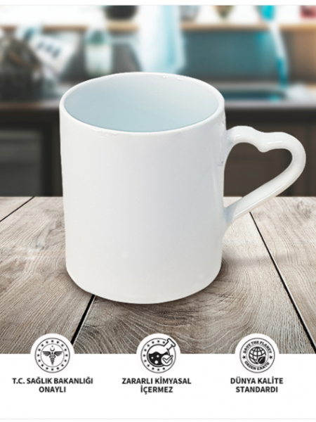 Sublimasyon Kalp Kulplu  Kupa Bardak